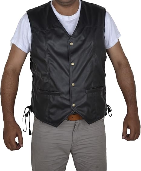 Walking Dead Angel feathers Black Faux Leather Vest (3XL ...