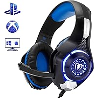 Beexcellent Gaming Headset for PS4 Xbox One PC Mac Controller Gaming Headphone with Crystal Stereo Bass Surround Sound, LED Light & Noise-Isolation Microphone
