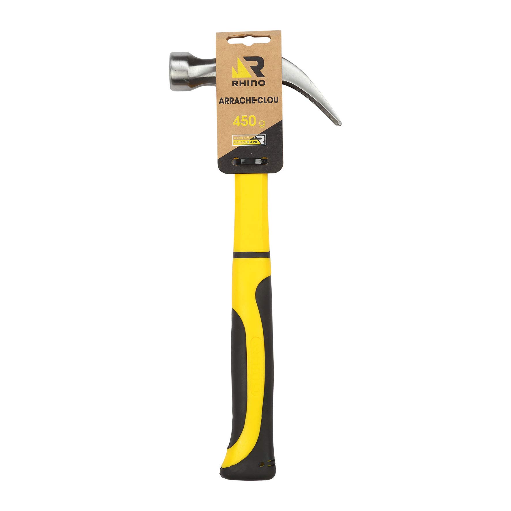 Rhino 450G Carpenter's Hammer with Unbreakable Fibreglass, Rubber Handle (NC) - 450g