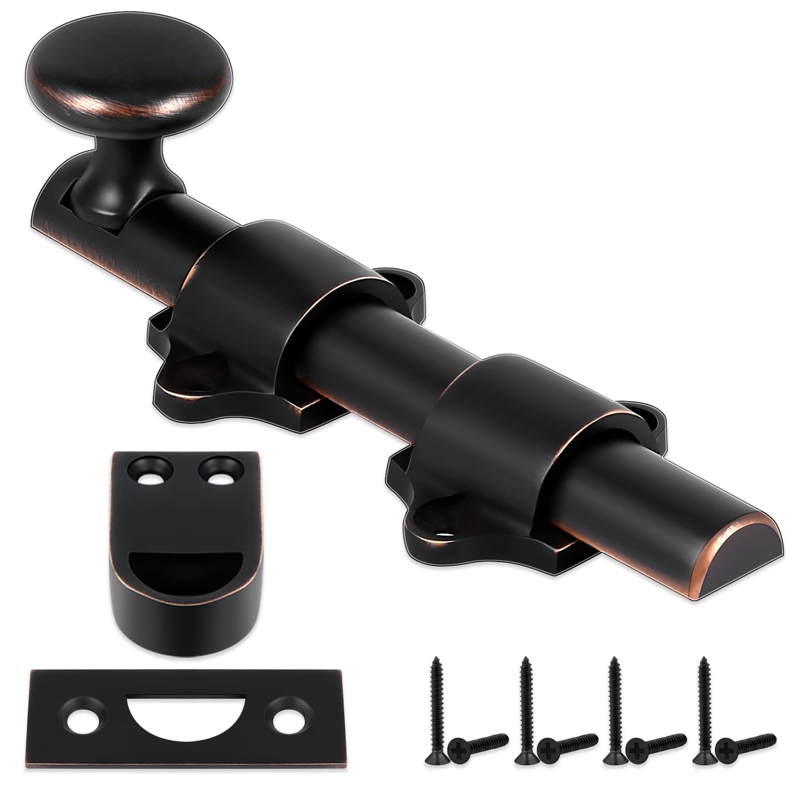 Photo 1 of Tandefio 4" Cane Bolt for Gate Heavy Duty Solid Brass Slide Dutch Door Bolt Latch Oil Rubbed Bronze Hardware Locks Attic Latch for Dutch Sliding Barn Door Wooden Fence Metal Gate, Bronze