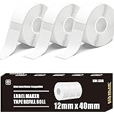 for Phomemo D30 Labels, 3/8" X 1 1/2" (12mm X 40mm) 160 Labels/Roll White, D30 Label Tape Compatible for Phomemo D30 Label Printer Refill for Print Master D30 Q30 D35 Labels Refill 3 Rolls