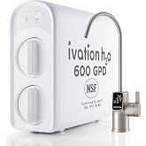 Ivation H2O 600 GPD, Reverse Osmosis Under Sink, Tankless Water Purifier, Home Kitchen Drinking Water Filtration TDS System with 8-Stage Filter NSF/ANSI 42, 58 &amp; 372 Certified, Smart LED Faucet
