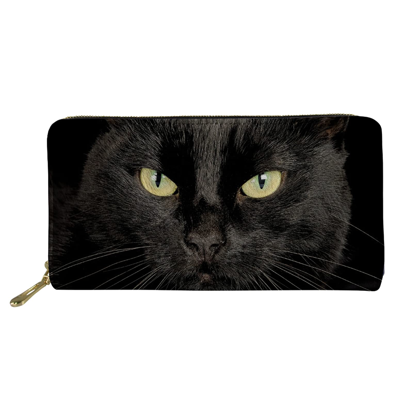 Biyejit Black Cats Print Womens Wallets Large Long Purse Phone Card Holder Clutch Large Capacity Pocket