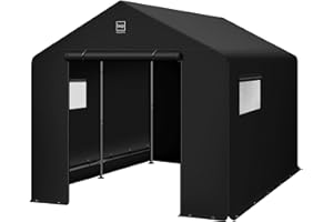 Best Choice Products 10x8ft Outdoor Storage Shed, Carport, Canopy Shelter, Dual Doors & Windows, Metal Frame, Weather-Resistant, Perfect for Storing Motorcycle, Bike, Garden Tools – Black