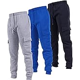 Ultra Performance 3 Pack Mens Sweatpants, Fleece Cargo Joggers for Men with Pockets