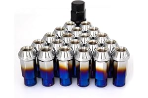 SOROPARTS Lug Nuts M12x1.5 Open End Wheel Nuts,Taper Acorn Seat, Forged Locknut Racing Nut 20 Set 2 Pieces Total 22 Pieces and 1 Nut Socket Key (Red-Blue M12 x P1.5)