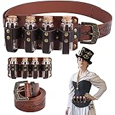 HOBBIESAY Medieval Embossed Alchemy Faux Leather Buckle Belt Adjustable Fantasy Wizard Potion Bottles Belt