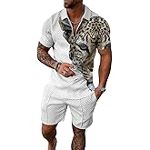 BIRW Men‘s Track Suits 2 Piece Summer Short Sets Outfits Fashion Polo Shirt Casual Short Sleeve and Shorts set