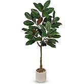 Briful 4 FT Artificial Magnolia Leaf Tree with Pot for Indoor Decor | 48 in Tall Faux Leaf Plant with Dual-Tone Magnolia Leaves for Bedroom Entryway Home Office Decor