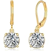 CiNily Leverback Dangle Earrings Created Crystal Drop Earrings Gold Plated Jewelry Gift for Women Girls 8mm