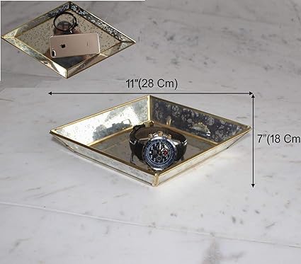 Alza Brass And Glass Antique Decorative Candle Plate Display Tray