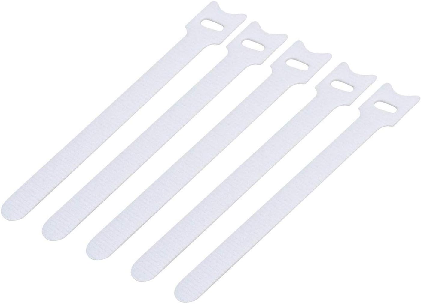 Saisn 50pcs Reusable Fastening Cable Ties Self Gripping fastening Cord Management (7 Inch, White)