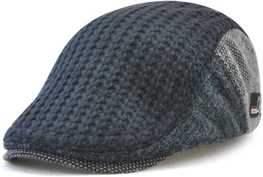 Aneky Men's Knitted Wool Duckbill Hat Warm Newsboy Flat Scally Cap