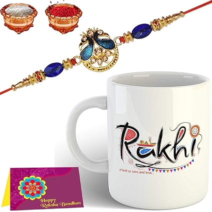 Tonkwalas Mug Rakhi Gift for Brother Combo Pack (Designer Rakhi, Printed Coffee Mug,