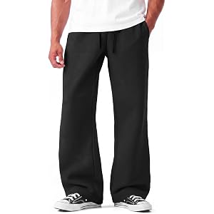 COOLGYM Mens Flared Baggy Sweatpants Air Layer Combed Cotton Deep Pockets | Lightweight Casual Pants, Wide Leg, Bell Bottom,