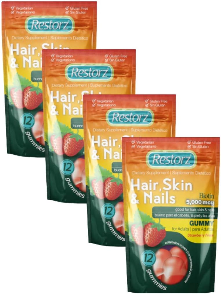 Biotin Gummies 5000 mcg Per Serving by Restorz, Hair Skin and Nails Gummies Vitamins