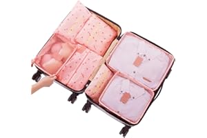 Fxkoolr 7 Set Packing Cubes, Travel Foldable Luggage Organizers Storage Bag Accessories Suitcase with Laundry Bag & Shoe Bag