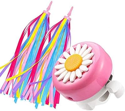 obqo Kids Bike Bell and 2 Chain Streamers Pink White Purple Blue