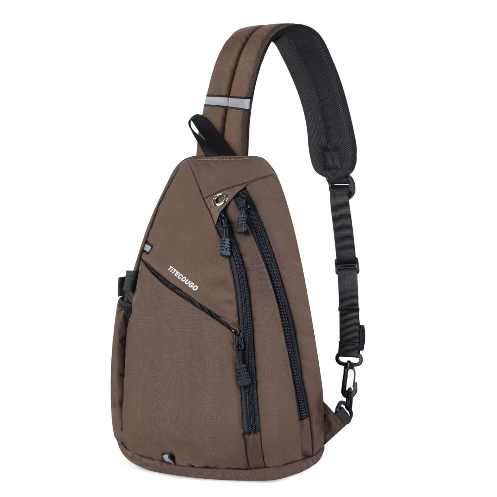 TITECOUGO Sling Backpack Travel Shoulder Bag One Strap Crossbody Bags Lightweight Chest Daypack Camp Day Packs for Women and Men Hiking Accessories Large Coffee