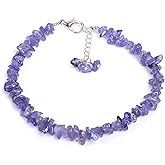 Gemkora Natural Tanzanite Chips Nuggets Crystal Bracelet Women Jewelry, Raw Chips Nuggets Beaded Bracelets, Bracelet, Special Event Jewelry, Silver Plated 8 inch Bracelets