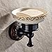 Leyden Bronze Soap Dish, Oil Rubbed Bronze Bathroom Accessories Soap Holder Shower Room Soap Dish Stand Organizer Tray Ceramic Dish Brass Retro Wave Pattern Design