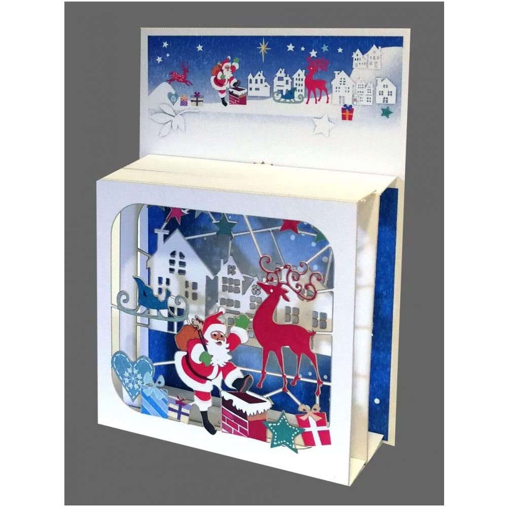 FOREVER Christmas Pop Up 3 Levels 3D Laser Card Winter Santa Reindeer 17 x 13 cm