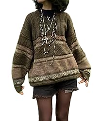 Striped Sweater Women Y2k Patchwork Vintage Casual