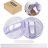 2 Pack Detachable ProTour Lid with Stanley, for Stanley Lids 40 oz Leakproof, 40oz Flip Straw Lid for Stanley, for Stanley No Spill 40 oz Tumbler Lids, Cup Accessories for Stanley (Clear and white)