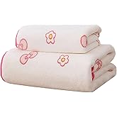 Pink Bath Towels,Soft, Absorbent and Quick Drying Microfiber Bath Towels Set of 2 ,27.5x55 inch Bow Patterned Bath Towel and 13.7x29.5 inch Hand Towel, Suitable for bathrooms, Gyms, Swimming Pools