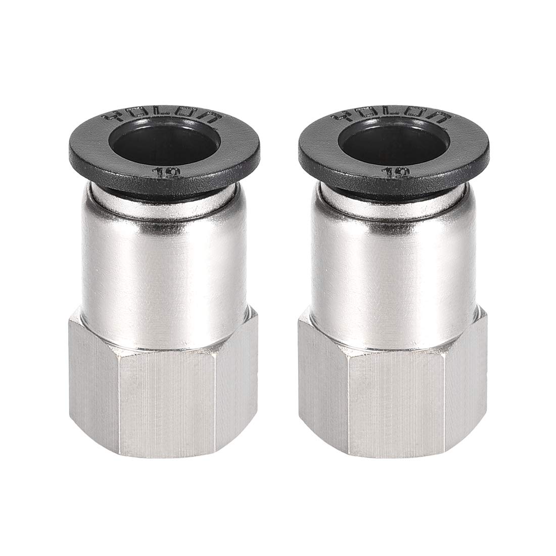 sourcing map Push to Connect Tube Fitting Adapter 10mm Tube OD X 1/4BSPT Female Straight Pneumatic Connecter Pipe Fitting 2pcs