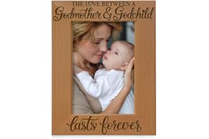 KATE POSH The Love between a Godmother and Godchild is Forever. Baptism Gifts, Gifts from Goddaughter, from Godson on my Baptism Day. Engraved Natural Wood Picture Frame (4x6-Vertical)
