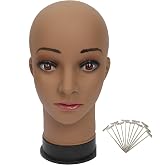BHD BEAUTY Bald Mannequin Head Brown Female Professional Cosmetology for Wig Making, Display wigs, eyeglasses, hairs with T pins 22''