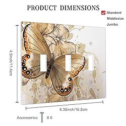 Pznen Triple Toggle Wall Plate, Butterfly Gold