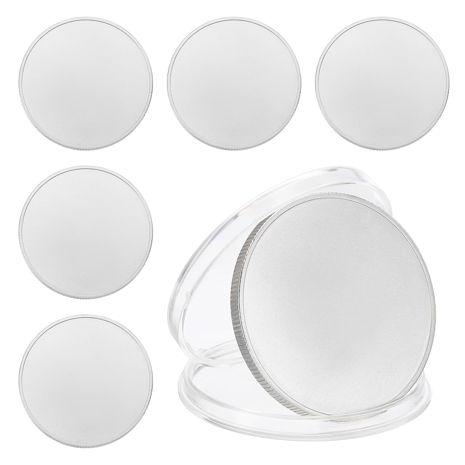 PATIKIL 6pcs Blank Coins for Engraving, 40mm Coin Blanks Laser Engraving Blanks Custom Challenge Coins Metal Disc Tags Circle Round Plate for Laser Engraving Stamping, Silver Tone