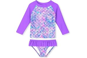 UNIFACO Toddler Girls Swimsuit Rashguard Set Summer Beach Breathable Tankini with UPF 50+ Sun Protection 2-8T