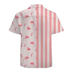Stripes Flamingo Mens Funny Hawaiian Shirts 3D