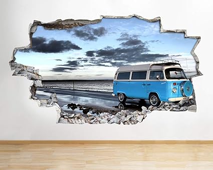 Hogar Y Cocina Camper Furgoneta Azul Viaje Por Carretera Mar