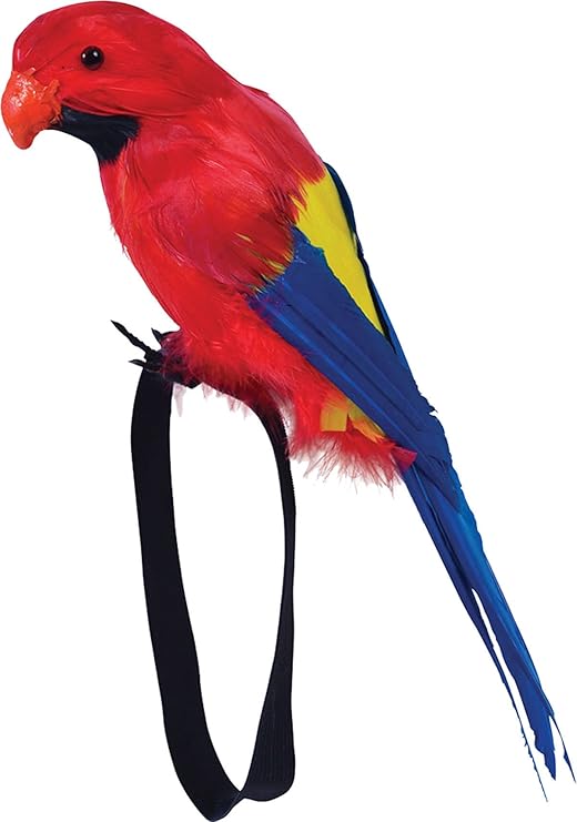 Stuffed Feather 13" Parrot On Shoulder Wrist Pirate Hawaiian Fancy