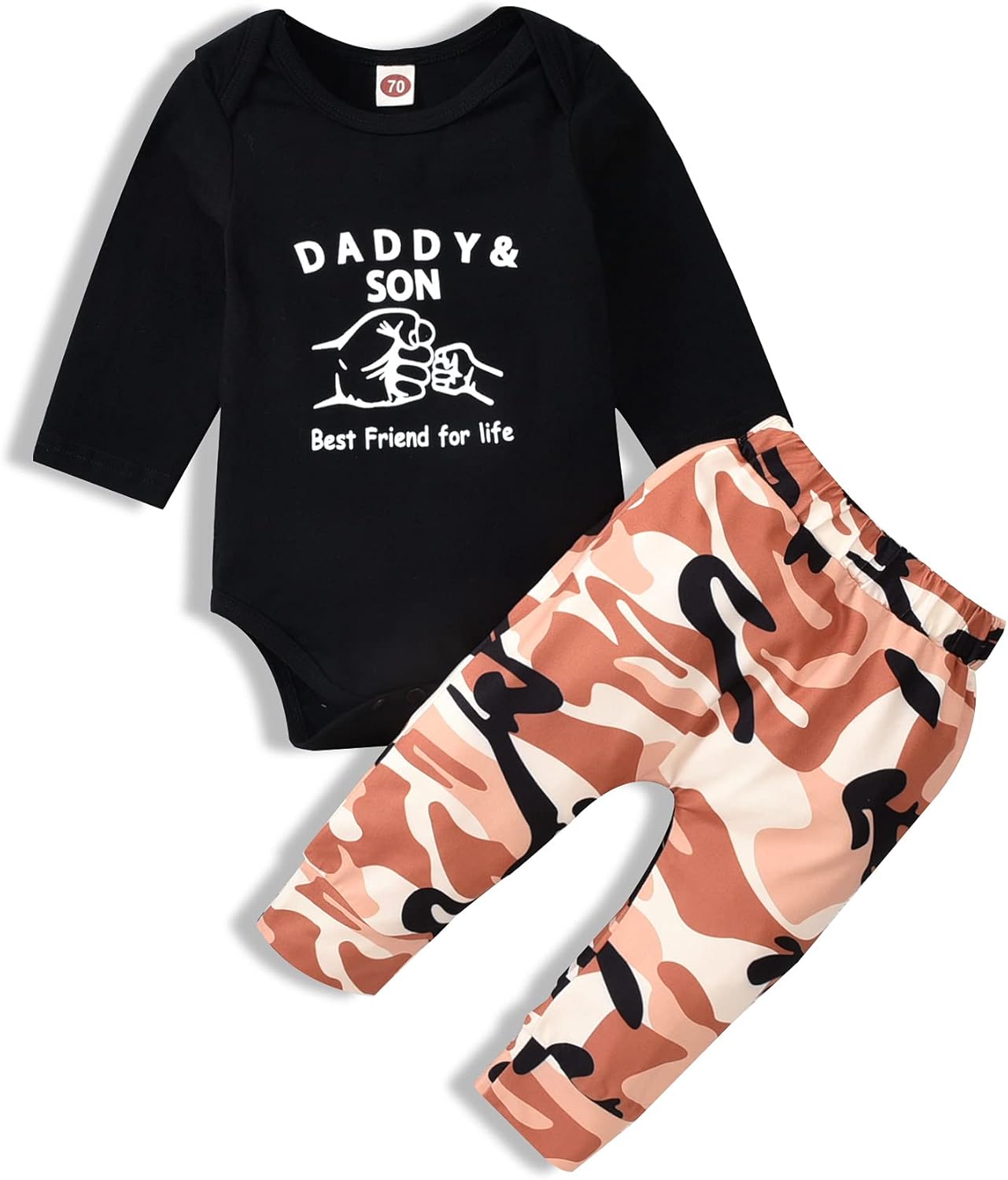 Newborn Baby Boy Clothes Baby Bear Letter Print Romper+Long Pants+Hat 3PCS Outfits Set White