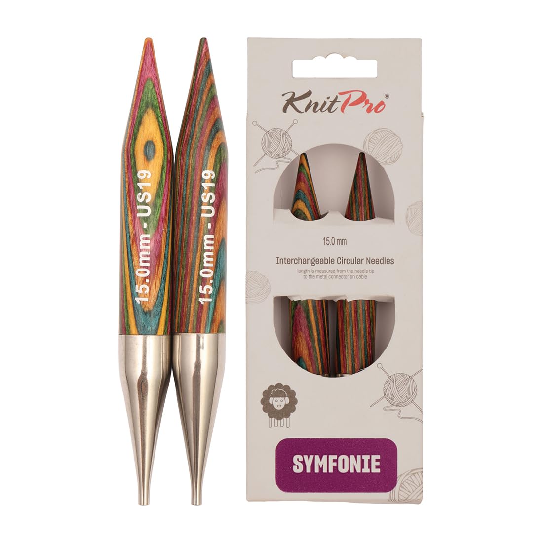 KnitPro Symfonie Interchangeable Circular Needles 5" (13cm) | 15.00mm