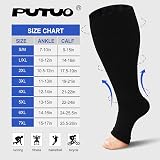 PUTUO Plus Size Compression Socks Wide Calf Open Toe 20-30 mmHg Black XXL view 2