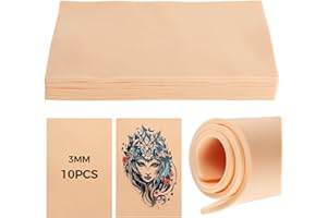 TIDEME 10 Pcs Practice Skins, 3mm Thick 12"x8" Double-Sided Fake Skin Pads for Tattoo, Microblading - Silicone Practice Pads for Enthusiasts, Beginners, Artists