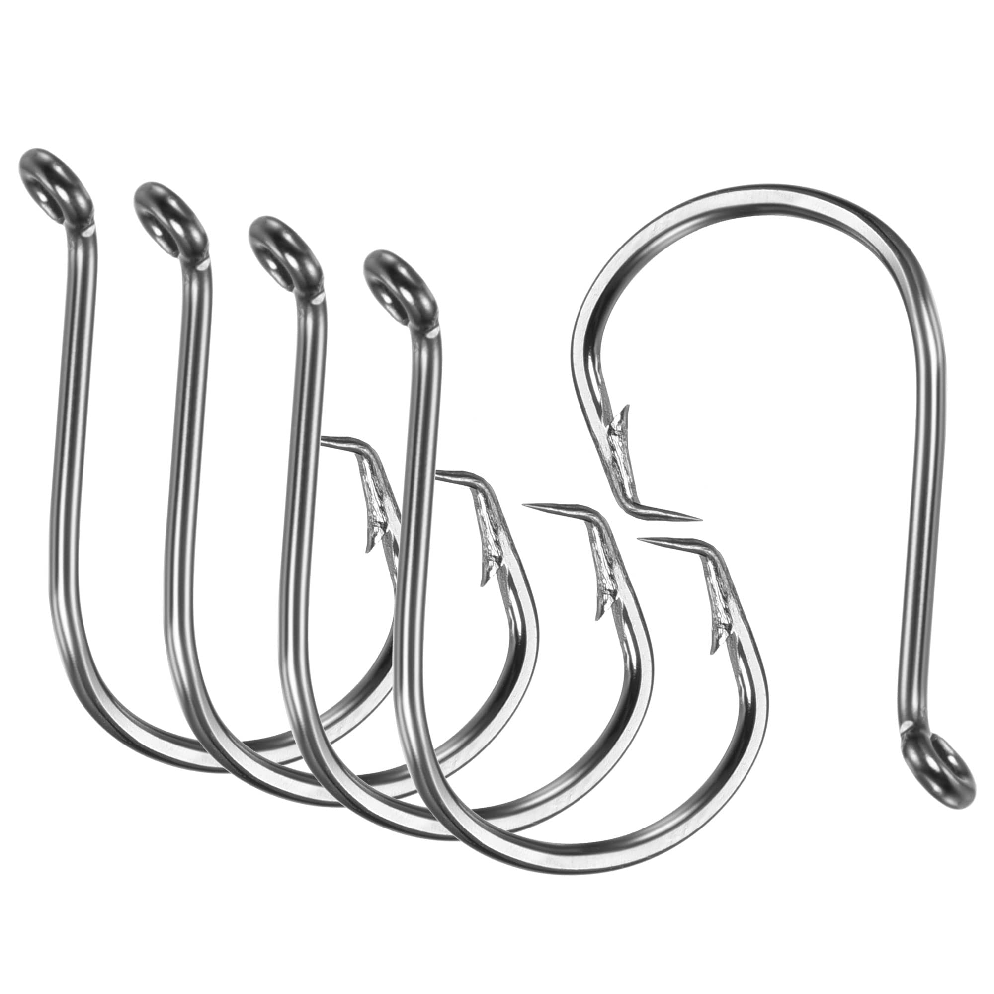 PATIKIL 3/0# Fishing Circle Hooks, 10 Pack 1.34" L Carbon Steel Offset Hook with Barbs for Freshwater Saltwater, Black