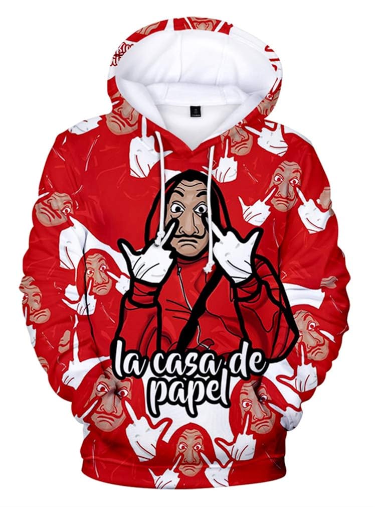 Amoma Unisex Money Heist Costume La Casa De Papel Felpa Con Cappuccio Per Il Tempo Libero Stampa Digitale 3d Felpa Con Cappuccio
