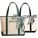 Personalized Canvas Embroidered Name Tote Bags, Custom Tote Bag for Women, Bridesmaids Gifts, Reusable Shopping Bag, Grocery Tote, Daily Travel, Wedding Bag