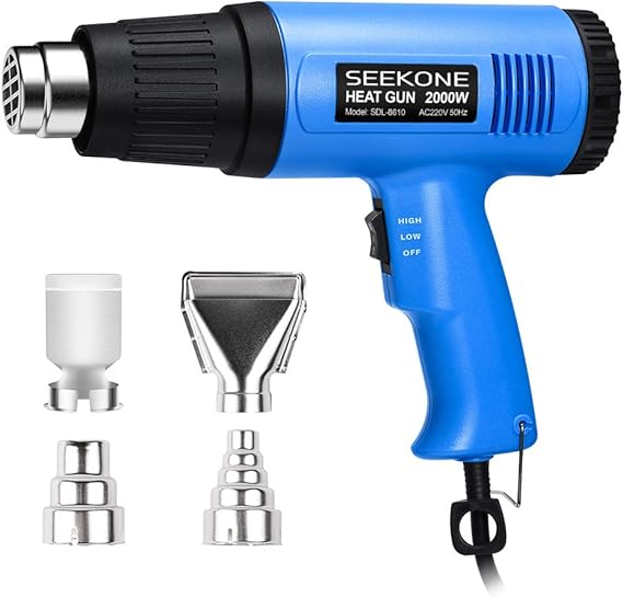 SEEKONE Heat Gun, 2000W Heavy Duty Hot Air Gun Kit with 300ºC & 600ºC