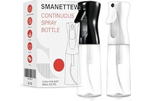 Continuous Spray Bottle for Hair - 2 Pack 200mL/6.8OZ Empty Ultra Fine Mister Spray Bottles | Plastic Water Mist Sprayer for 