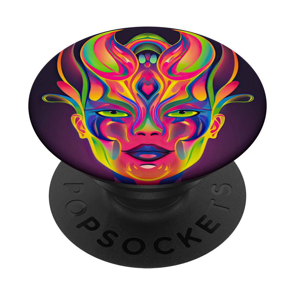 Retro 80s 90s artistic style beautiful space alien queen PopSockets Swappable PopGrip