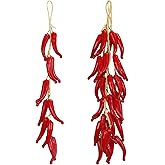 QNUIHYE 3 String Chili Pepper Decor Artificial Pepper Fake Vegetables Simulation Lifelike Hot Chili Peppers Fruit Garland for Home Kitchen Wall Party Photography Props Decoration(Red)