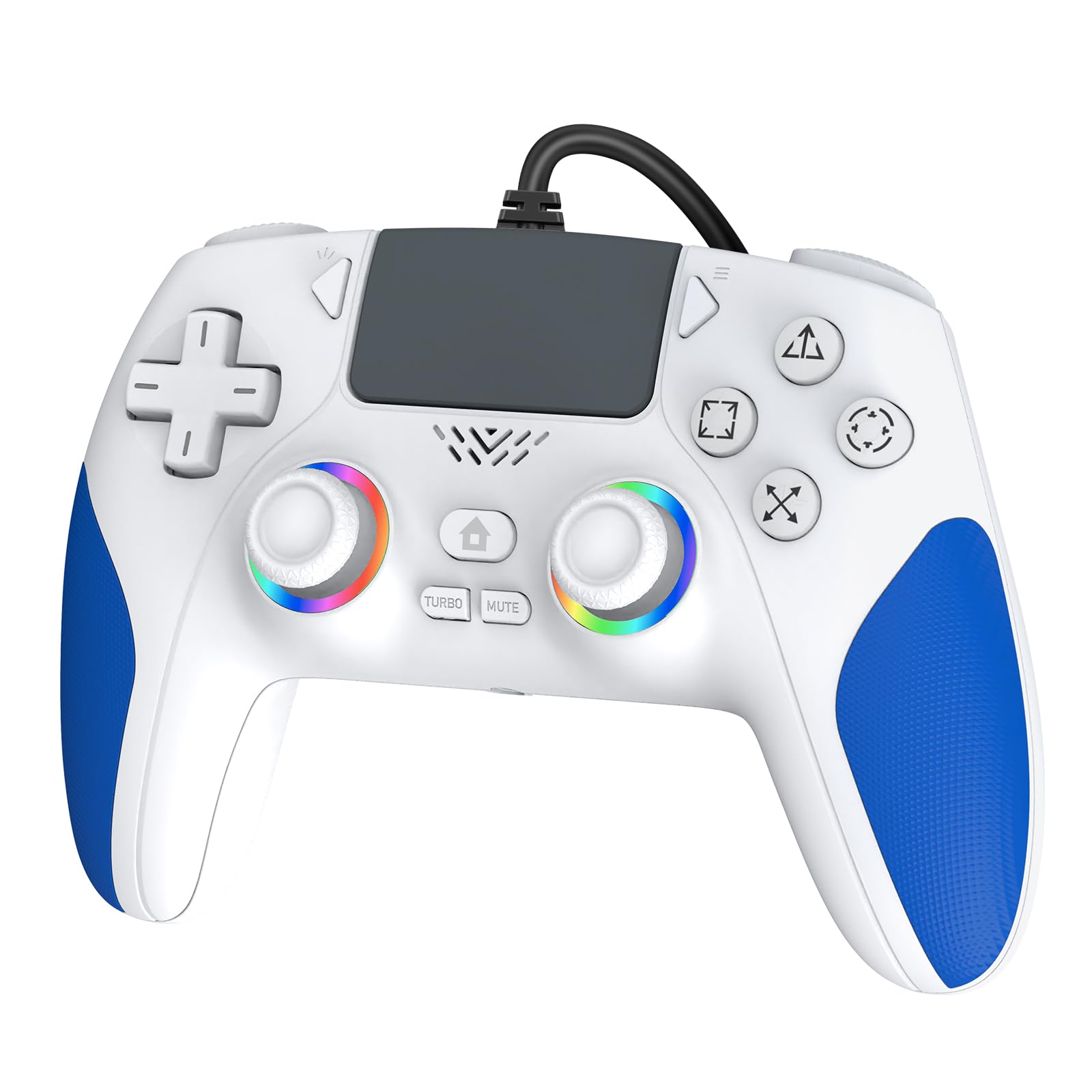 IWGAME RGB Wired Controller for PS-5/PC, Gaming Controller Support Programmable/Remap Turbo Functions, Hall Effect Trigger, Dual Vibration, 3.5MM Audio Jack, Compatible with PS-5/PS-4/PC/MAC/IOS/Android/Steam Deck(Blue,90 Inch)